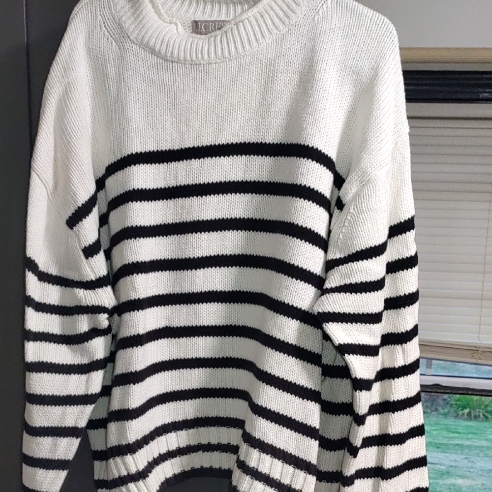 J. Crew Black and White Striped Sweater